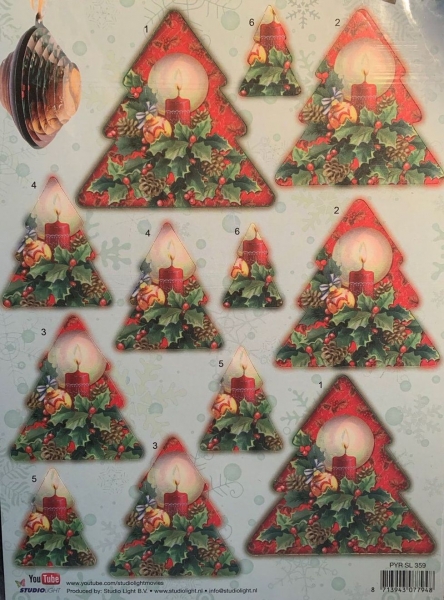 3D Stanzbogen Christmas Balls: Tannenbaum, Kerzengesteck
